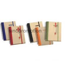 Mini Spiral Hard Cover Recycled Notebook with Ball Pen